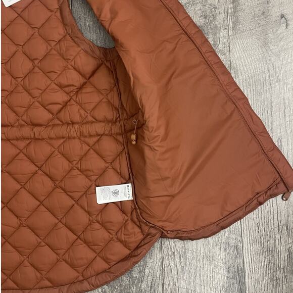 Athleta Featherless Puffer Vest L Sequoia Brown Quilted - Picture 8 of 9
